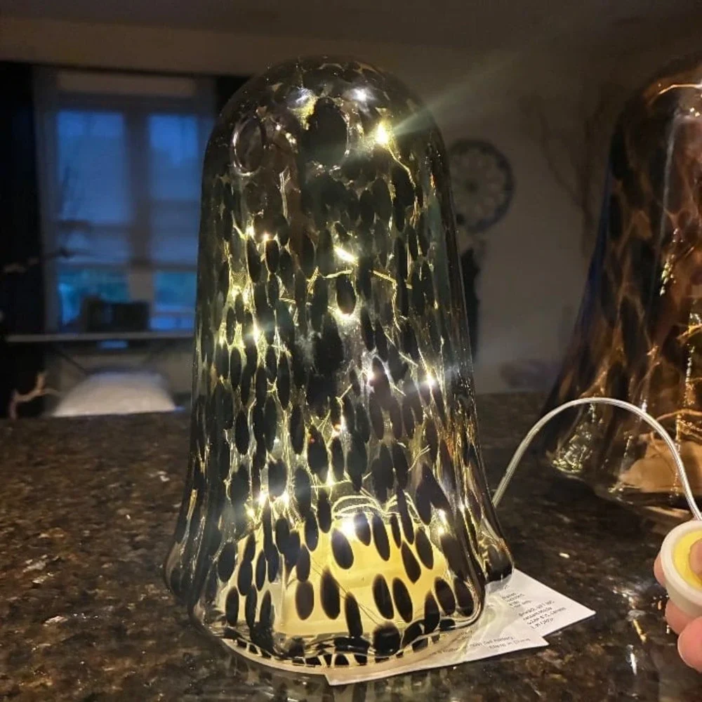 Set of 2 LED Tortoise Glass Ghosts 1 Small & 1 Large